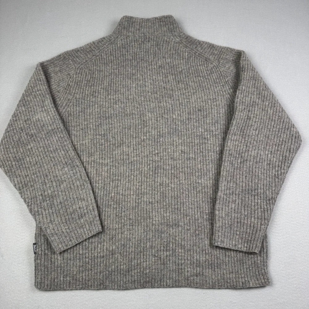 Woolrich Mens Gray 100% Wool Ribbed Knit Henley Sweater Mock Neck XXL 9020 - Picture 3 of 10
